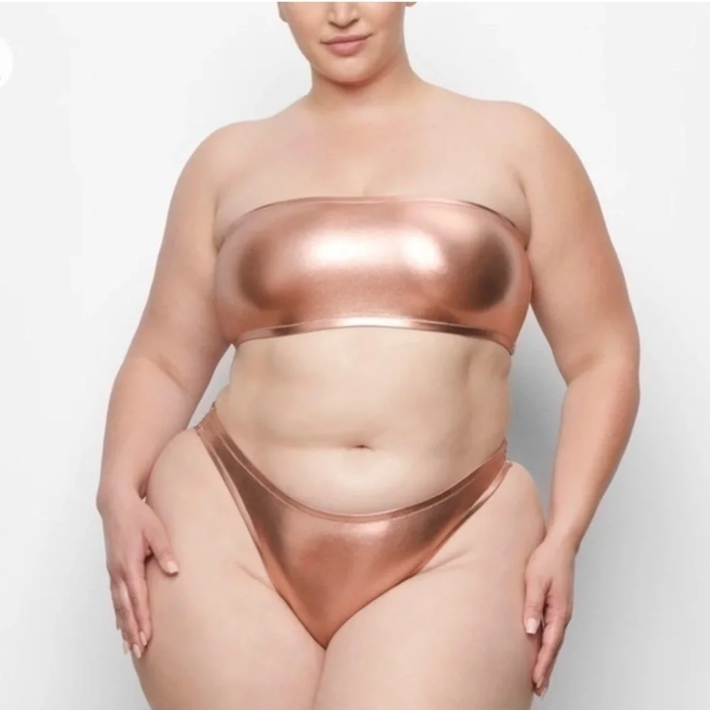 Skims Metallic Swim Dipped Mid Waist Bottoms